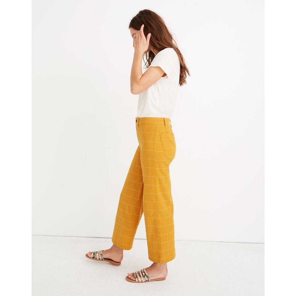 Madewell Emmett Wide Leg Crop Pants Windowpane Golden Yellow Fall Womens 29 - Picture 7 of 16